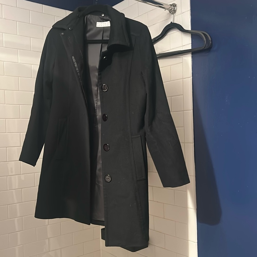 Vintage Barneys Black Wool Coat